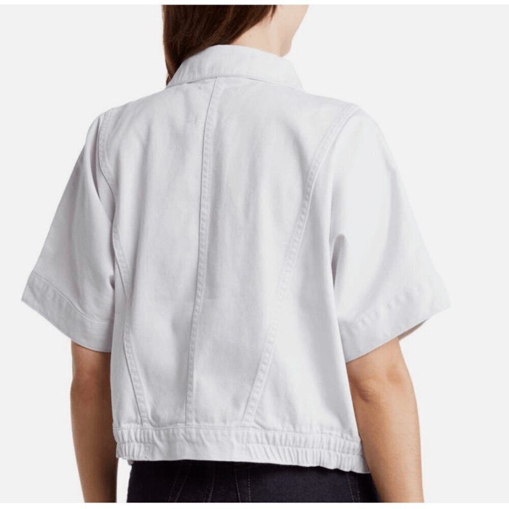 Habitual Denim Jacket Cropped Size S White Buttoned Up Short Sleeve - Picture 2 of 11